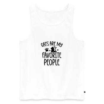 KATZEN SIND MEINE LIEBLINGSMESCHEN SPRUCH MOTIV - Männer Premium Bio Tank Top - Weiß - Vorne - Michal (187cm)