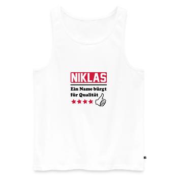niklas - Men's Premium Organic Tank Top - white - Front - AI Model Male 178 light (178cm)