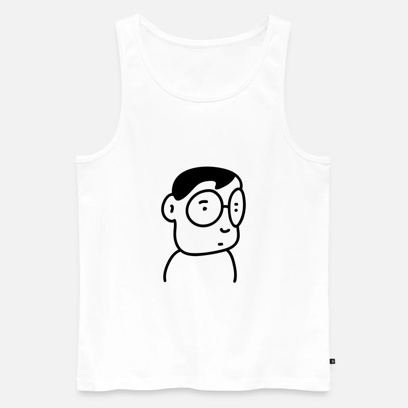 Schüchterner Nerd mit Brille - line - Männer Premium Bio Tank Top - Weiß