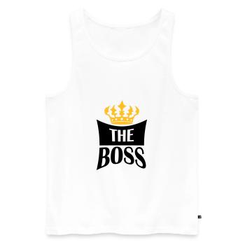 Crown The Boss - Men's Premium Organic Tank Top - white - Front - Michal (187cm)