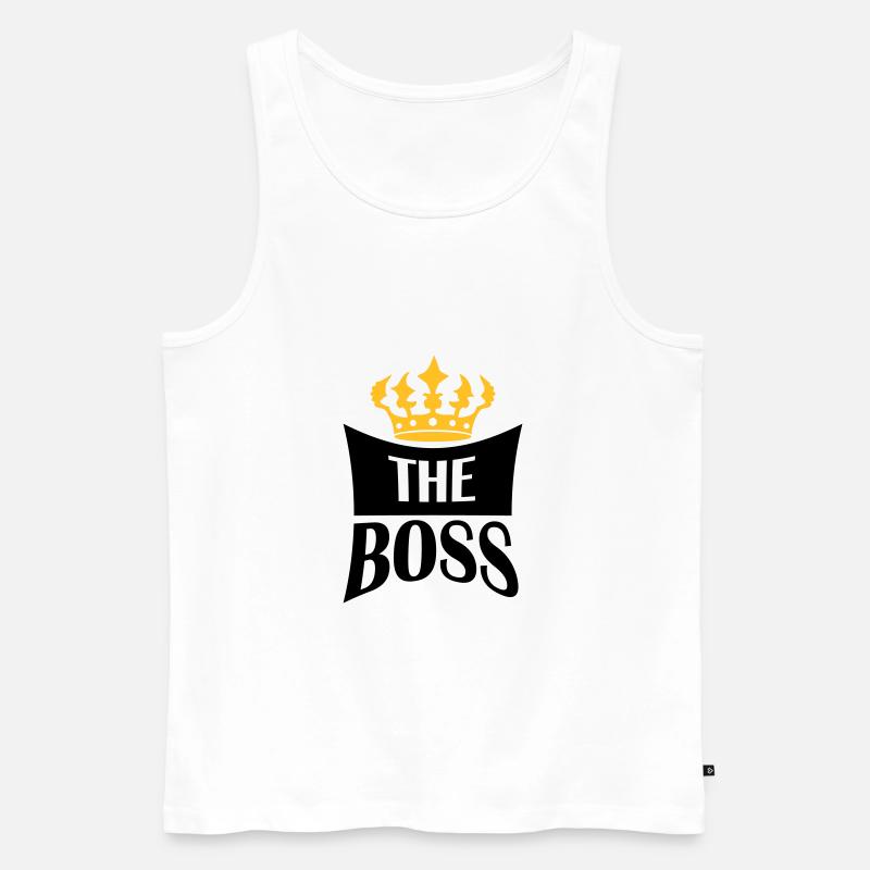 Krone The Boss - Männer Premium Bio Tank Top - Weiß