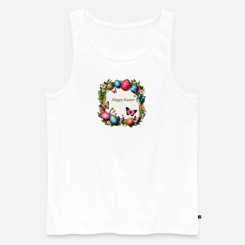 Osterkranz - Happy Easter - Männer Premium Bio Tank Top - Weiß