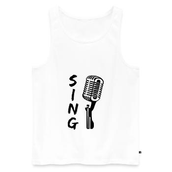 Mikrofon - Sänger - Männer Premium Bio Tank Top - Weiß - Vorne - Michal (187cm)