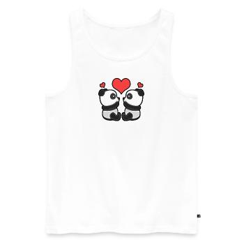 Panda couple amour coeur ours cadeau panda - Débardeur bio Premium Homme - blanc - Devant - Michal (187cm)