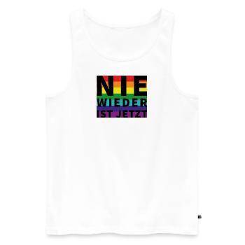 NIE WIEDER IST JETZT Schriftzug Pride - Männer Premium Bio Tank Top - Weiß - Vorne - Michal (187cm)