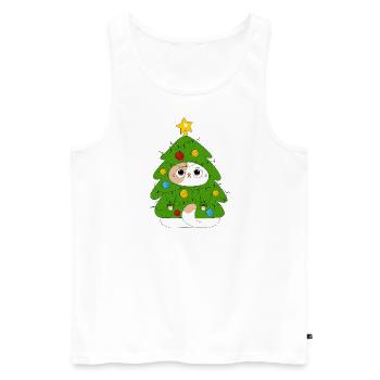Katze und Weihnachtsbaum - Männer Premium Bio Tank Top - Weiß - Vorne - AI Model Male 178 light (178cm)