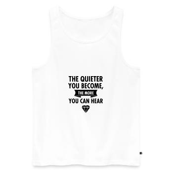 The Quieter You Become The More You Hear - Débardeur bio Premium Homme - blanc - Devant - AI Model Male 178 light (178cm)