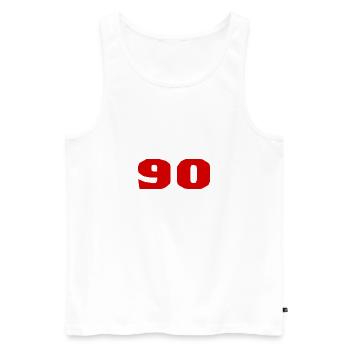 90. 90 YEARS. 90TH ANNIVERSARY. 90TH ANNIVERSARY. - Men's Premium Organic Tank Top - white - Front - AI Model Male 178 light (178cm)