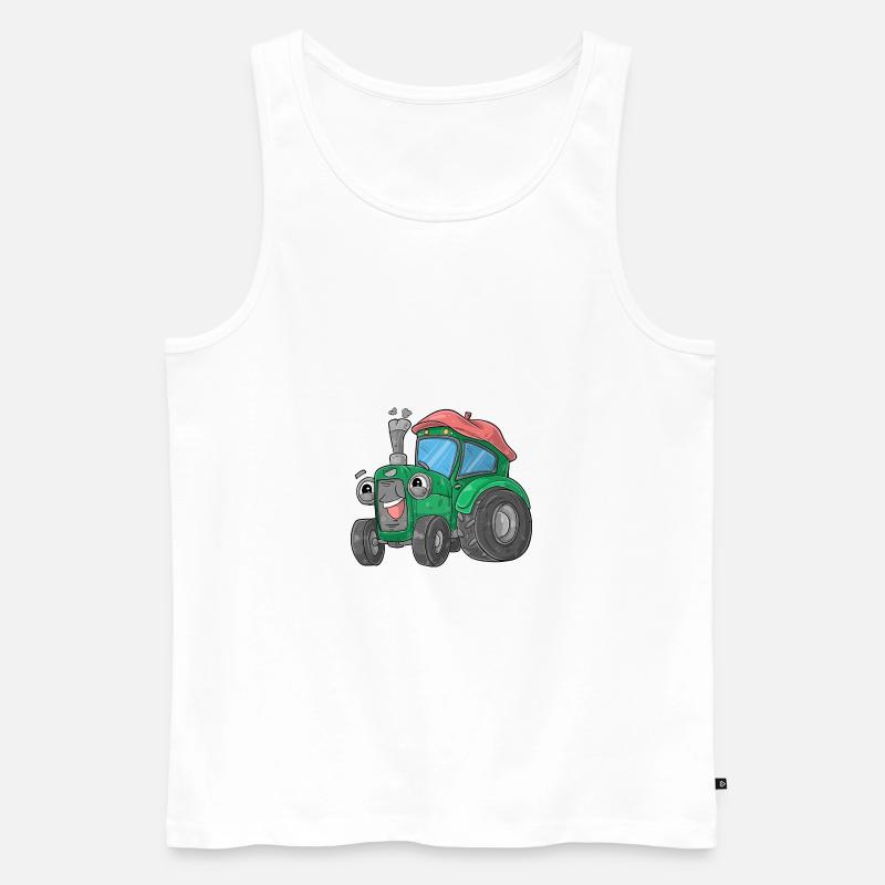 Traktor mit Gesicht - Männer Premium Bio Tank Top - Weiß