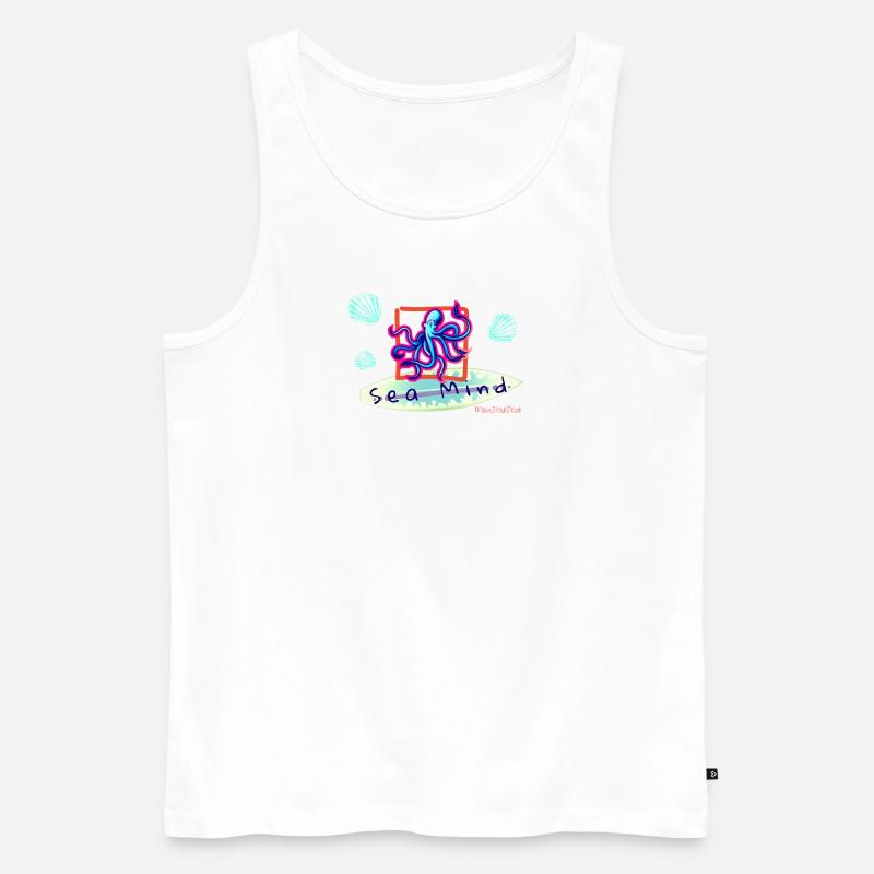 surfing octopus and shells - Männer Premium Bio Tank Top - Weiß