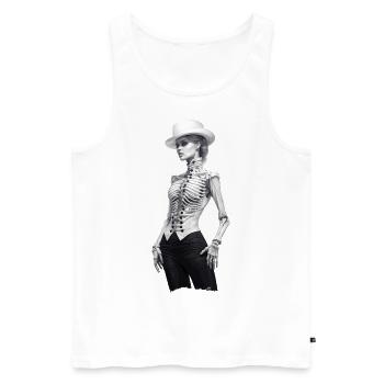 Vintage: Skelett-Illustration in schwarz/weiss - Männer Premium Bio Tank Top - Weiß - Vorne - AI Model Male 178 light (178cm)