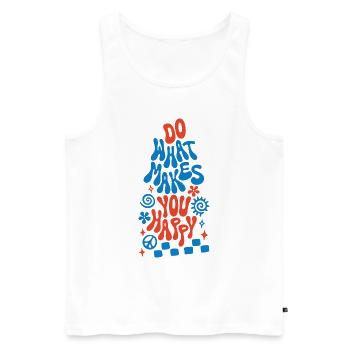 Do What Makes You Happy Retro Spruch - Männer Premium Bio Tank Top - Weiß - Vorne - Michal (187cm)