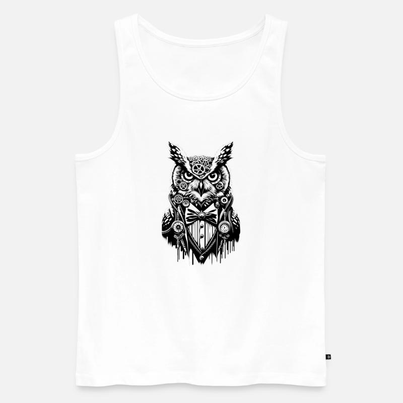 Nacht-Eule | Technik-Eule | Nerd-Uhu - Männer Premium Bio Tank Top - Weiß