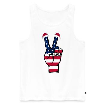 USA Flagge Weihnachten Peace Symbol - Männer Premium Bio Tank Top - Weiß - Vorne - AI Model Male 178 light (178cm)
