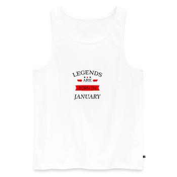 les légendes naissent en janvier Né en janvier - Débardeur bio Premium Homme - blanc - Devant - Michal (187cm)