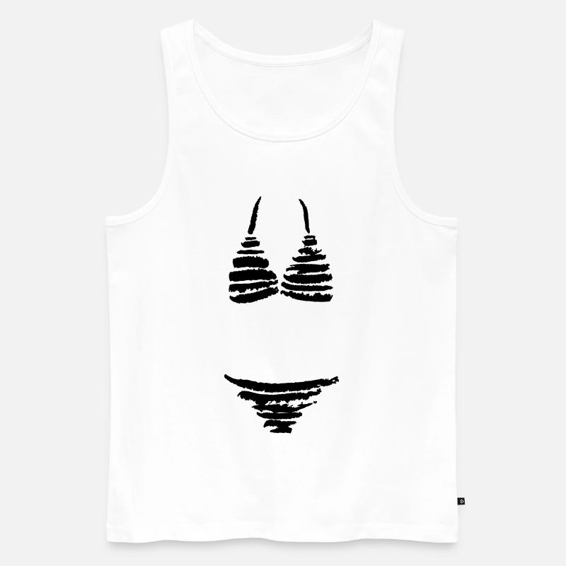 Gestreifter Bikini - Männer Premium Bio Tank Top - Weiß