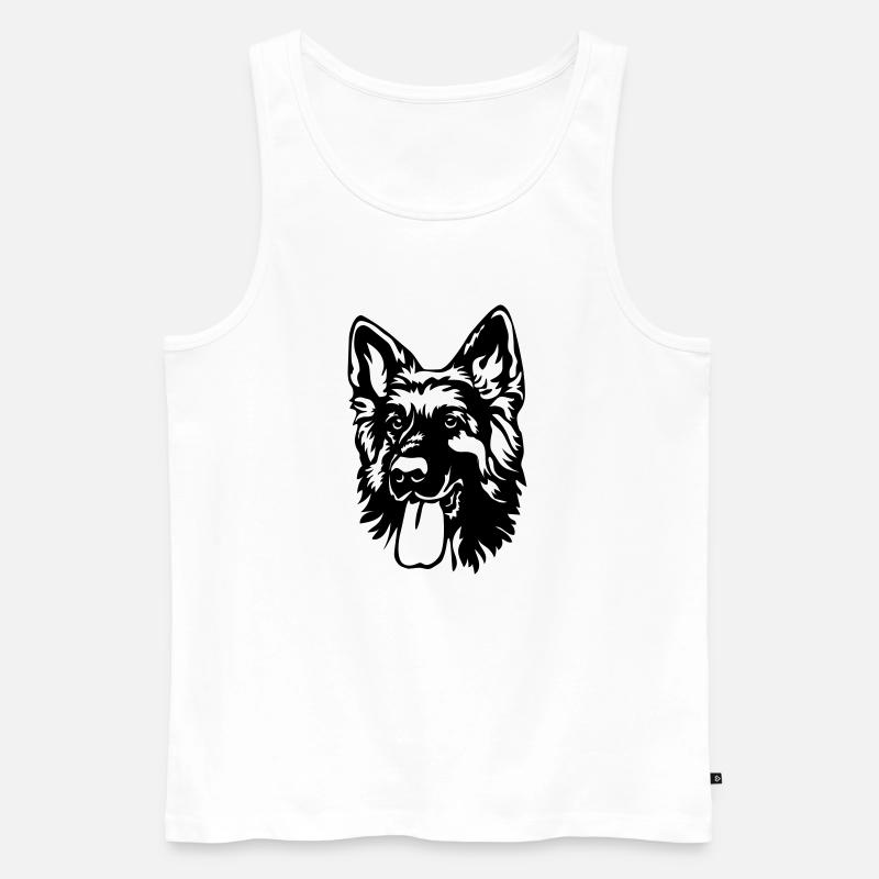 Deutscher Schäferhund Kopf - Männer Premium Bio Tank Top - Weiß