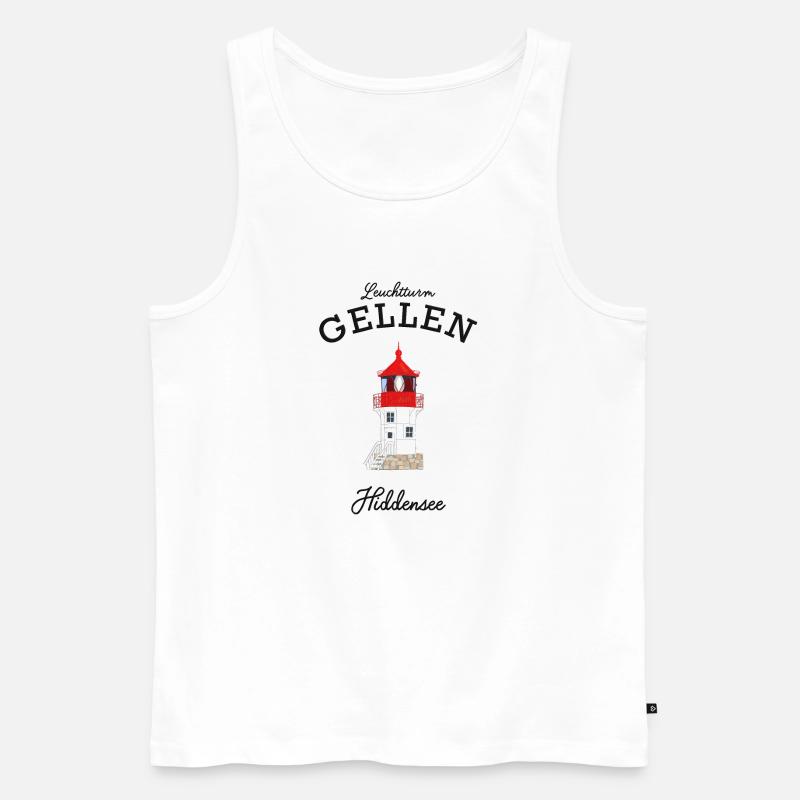 Hiddensee, Leuchtturm Gellen, Poster - Männer Premium Bio Tank Top - Weiß