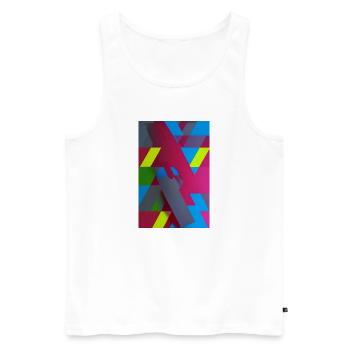 Neon Geometric Triangle Composition - Men's Premium Organic Tank Top - white - Front - AI Model Male 178 light (178cm)