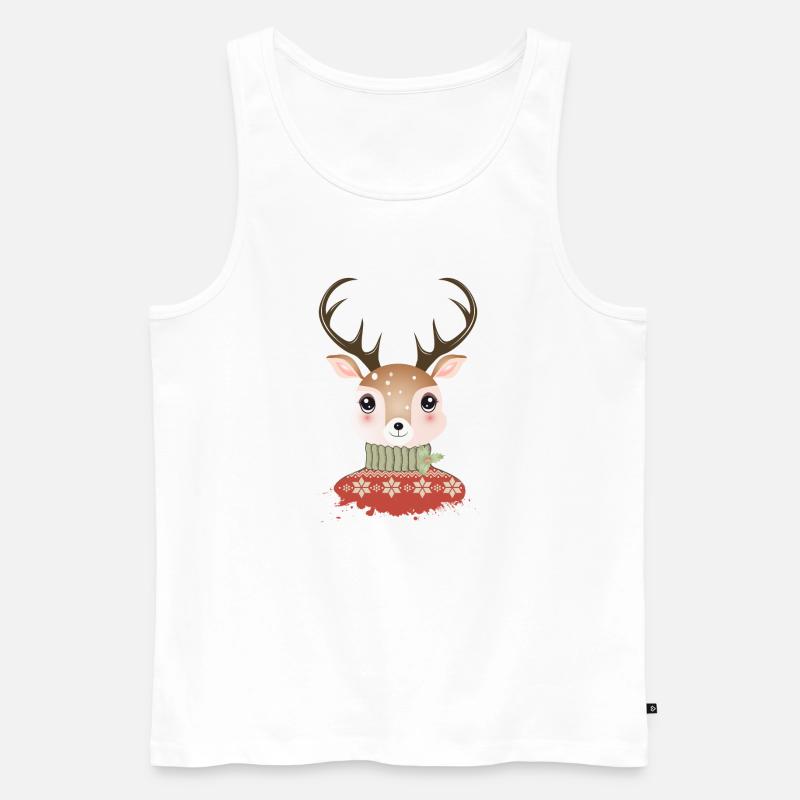 niedlicher schicker Hirsch mit Weihnachtspullover - Männer Premium Bio Tank Top - Weiß