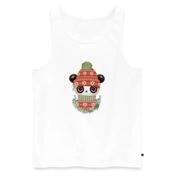 Panda mignon avec pull, bonnet et couronne - Débardeur bio Premium Homme - blanc - Devant - Michal (187cm)