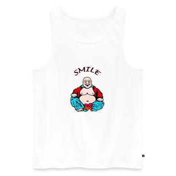 Yoga joyeux - Débardeur bio Premium Homme - blanc - Devant - Michal (187cm)