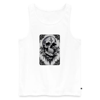 T-shirt vintage gothique crâne effet photocopie - Débardeur bio Premium Homme - blanc - Devant - Michal (187cm)