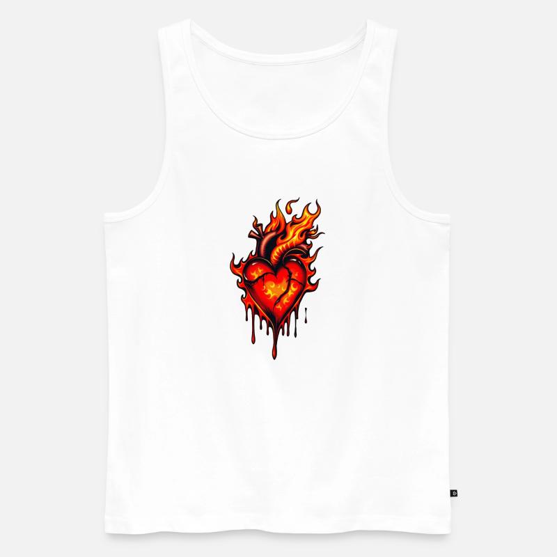Flammendes Herz. - Männer Premium Bio Tank Top - Weiß