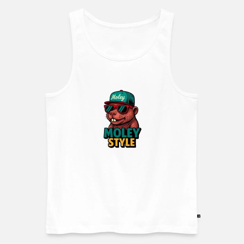 Moley Style Affe Retro Cap - Männer Premium Bio Tank Top - Weiß