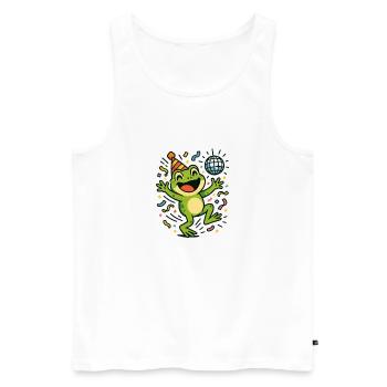 Party-Frosch - Männer Premium Bio Tank Top - Weiß - Vorne - AI Model Male 178 light (178cm)