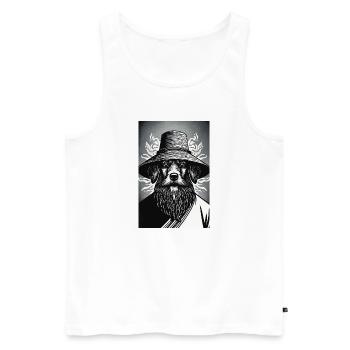 Le chien vigilant - Débardeur bio Premium Homme - blanc - Devant - Michal (187cm)
