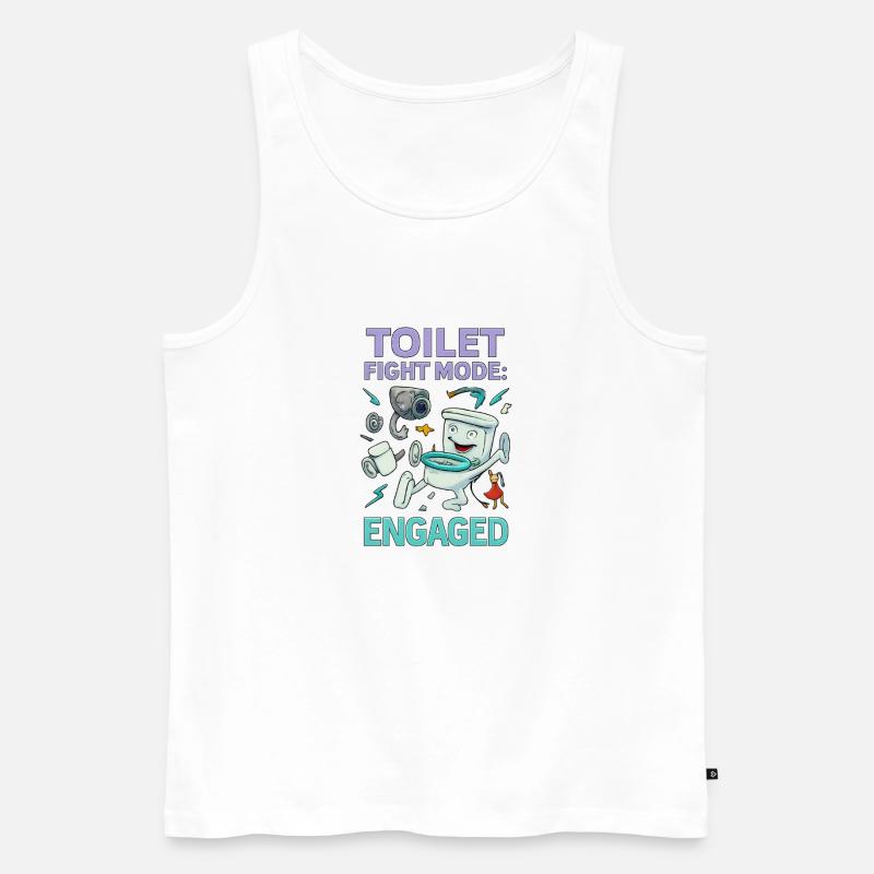 Toilettenkampf-Modus – Absurdes Hirnfäule-Design - Männer Premium Bio Tank Top - Weiß