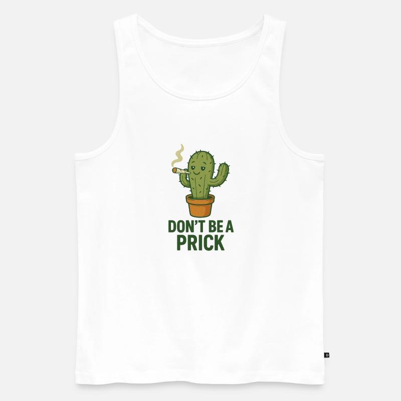 Kaktus mit Zigarre – Spruch - Männer Premium Bio Tank Top - Weiß