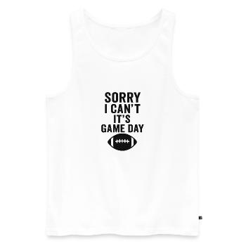 Sorry I Can’t – It’s Game Day Football - Männer Premium Bio Tank Top - Weiß - Vorne - Michal (187cm)