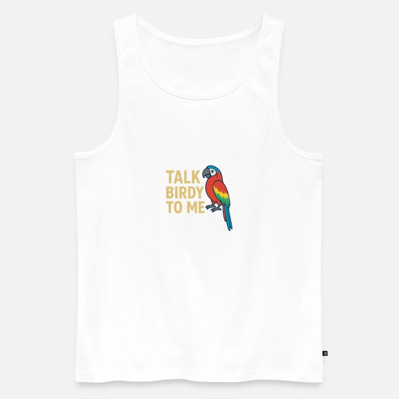 Glücklicher Papagei mit Text - Männer Premium Bio Tank Top - Weiß