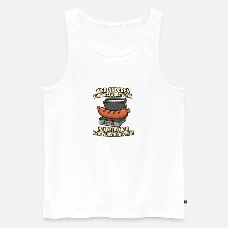 Bratwurst Bratgerät Spruch - Männer Premium Bio Tank Top - Weiß