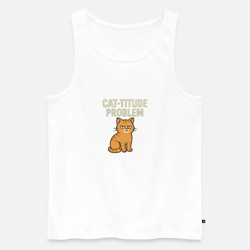 Catitude Problem Mürrische Katze Meme - Männer Premium Bio Tank Top - Weiß