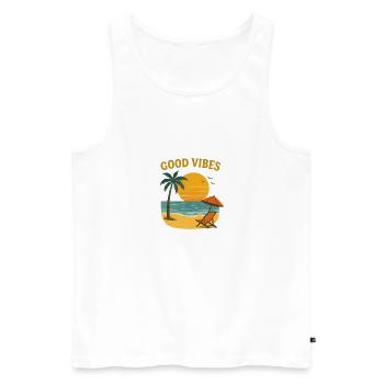 Sunset Beach Motif - Men's Premium Organic Tank Top - white - Front - Michal (187cm)