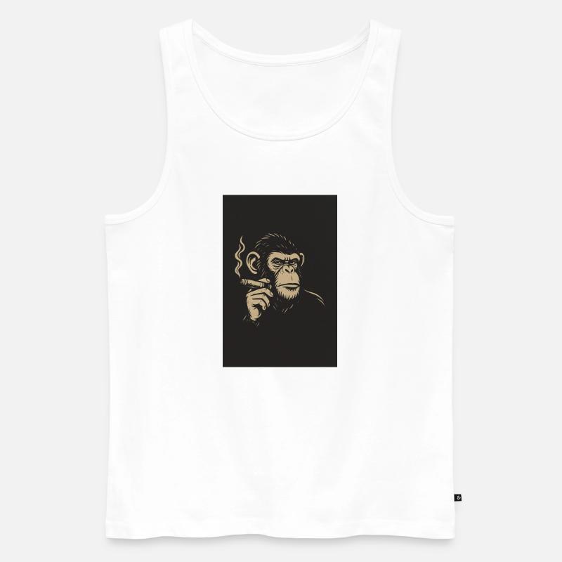 Affe mit Zigare Kunstdruck - Männer Premium Bio Tank Top - Weiß