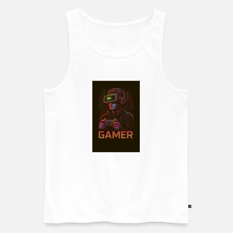 Neon Gamer Virtual Reality Bild - Männer Premium Bio Tank Top - Weiß
