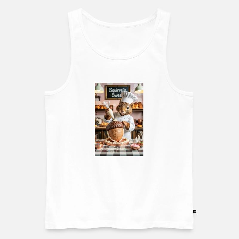 Humanoider Eichhörnchen-Koch mit Schokoladenkuchen - Männer Premium Bio Tank Top - Weiß