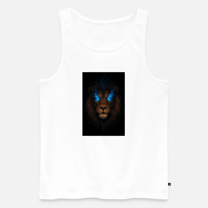 Leidenschaftlicher Löwenkopf mit blauer Energie - Männer Premium Bio Tank Top - Weiß