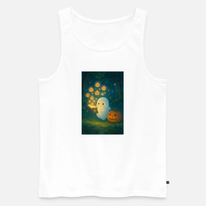 Niedlicher Geist mit Kürbis Buch - Männer Premium Bio Tank Top - Weiß