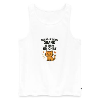 Chat mignon quand je serai grand - Débardeur bio Premium Homme - blanc - Devant - Michal (187cm)