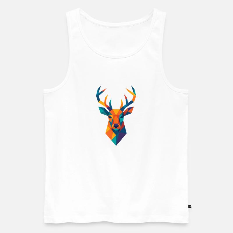 Tête de cerf | Impression de cerf / Impression / Design - Débardeur bio Premium Homme - blanc