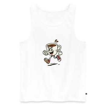 Tasse à café vibrante en cours de course - Débardeur bio Premium Homme - blanc - Devant - AI Model Male 178 light (178cm)