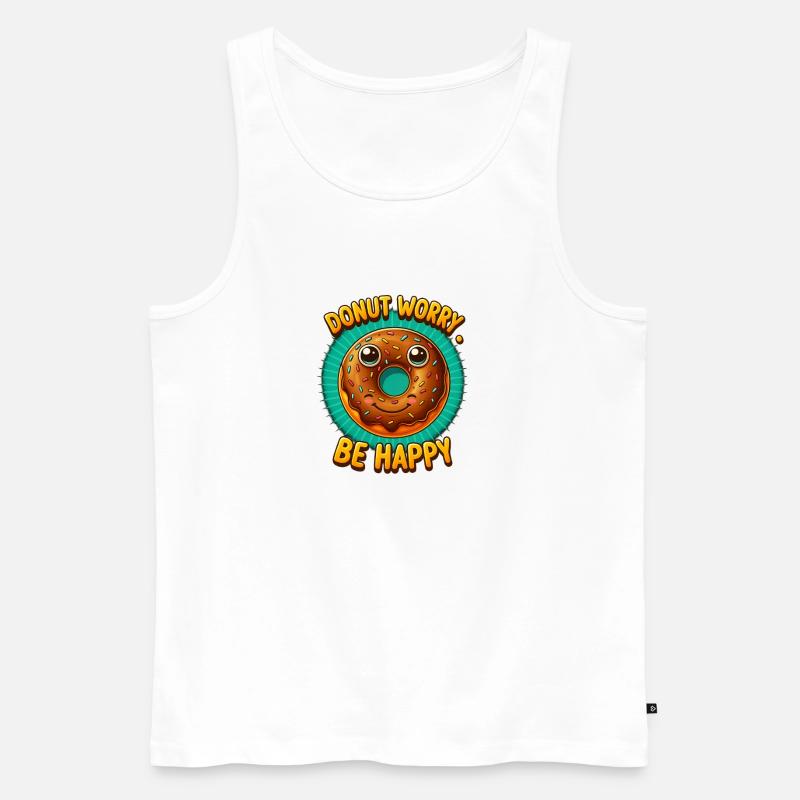 Donut Worry be happy  - Männer Premium Bio Tank Top - Weiß
