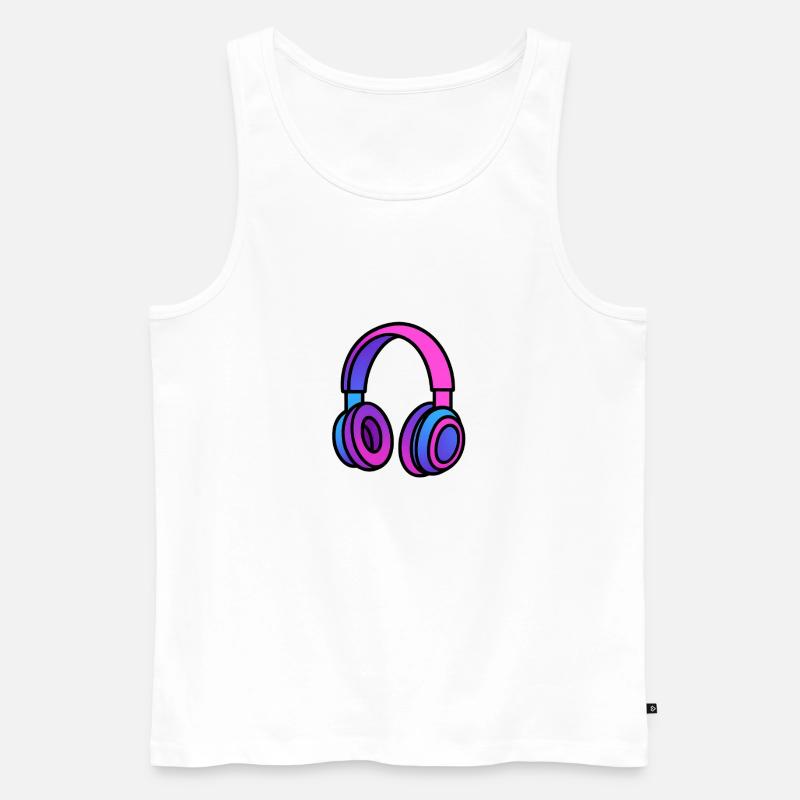 Neon Gradient Kopfhörer Illustration - Männer Premium Bio Tank Top - Weiß