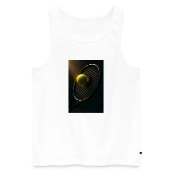 Sport - Tennis, Schläger und Ball - Männer Premium Bio Tank Top - Weiß - Vorne - Michal (187cm)