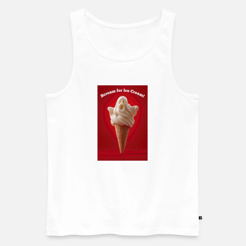 Ghostly Scream Eiswaffel - Männer Premium Bio Tank Top - Weiß